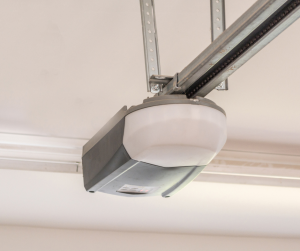 Garage door opener mounted on the ceiling in a San Diego home.